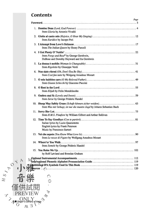 Singer's Library of Arias 15 Vocal Masterworks from the Baroque Era Through the Twenty-First Century 詠唱調 巴洛克 | 小雅音樂 Hsiaoya Music