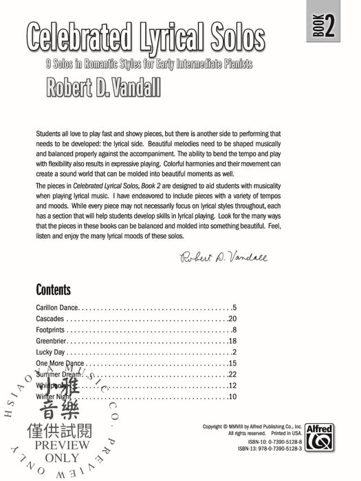 Celebrated Lyrical Solos, Book 2 7 Solos in Romantic Styles for Early Intermediate Pianists 獨奏 獨奏 | 小雅音樂 Hsiaoya Music