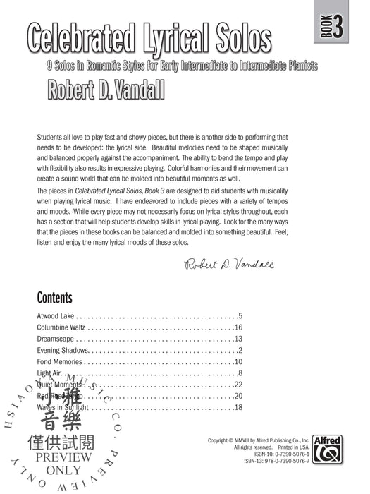 Celebrated Lyrical Solos, Book 3 7 Solos in Romantic Styles for Early Intermediate to Intermediate Pianists 獨奏 獨奏 | 小雅音樂 Hsiaoya Music