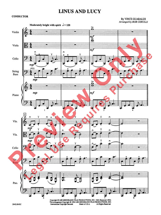 Linus and Lucy 總譜 | 小雅音樂 Hsiaoya Music