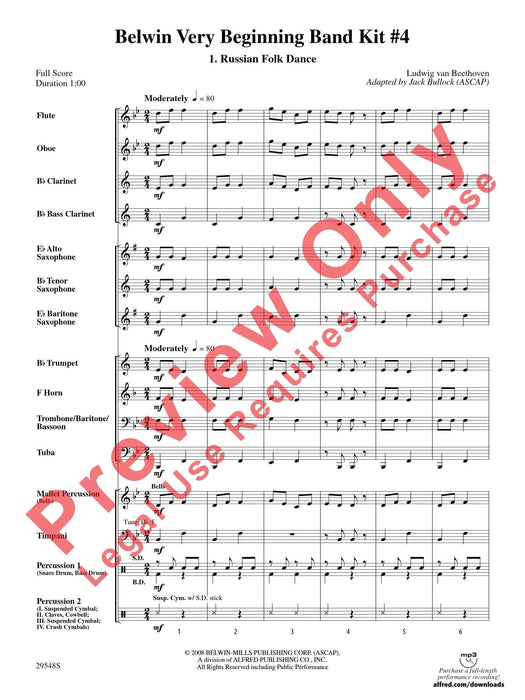 Belwin Very Beginning Band Kit #4 A Complete Concert Including: Russian Folk Dance / Popcorn / Lullaby / March of the Midgets 音樂會 民謠舞曲 搖籃曲進行曲 總譜 | 小雅音樂 Hsiaoya Music