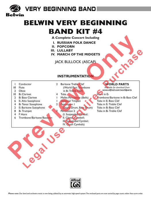 Belwin Very Beginning Band Kit #4 A Complete Concert Including: Russian Folk Dance / Popcorn / Lullaby / March of the Midgets 音樂會 民謠舞曲 搖籃曲進行曲 | 小雅音樂 Hsiaoya Music