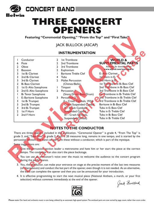 Three Concert Openers 音樂會 總譜 | 小雅音樂 Hsiaoya Music