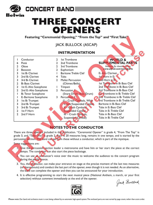 Three Concert Openers 音樂會 總譜 | 小雅音樂 Hsiaoya Music