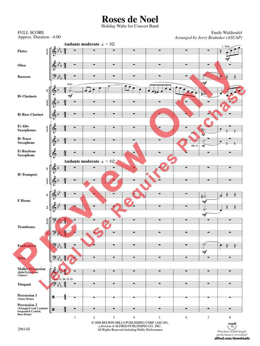 Roses de Noel Holiday Waltz for Concert Band 圓舞曲 室內管樂團 總譜 | 小雅音樂 Hsiaoya Music