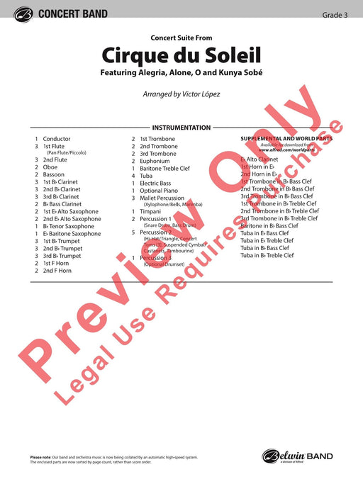Cirque du Soleil, Concert Suite from Featuring: Alegria / Alone / O / Kunya Sobé 音樂會 組曲 總譜 | 小雅音樂 Hsiaoya Music