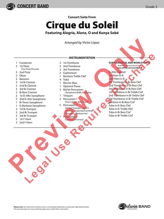 Cirque du Soleil, Concert Suite from Featuring: Alegria / Alone / O / Kunya Sobé 音樂會 組曲 總譜 | 小雅音樂 Hsiaoya Music