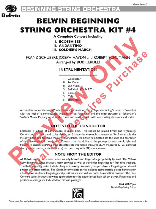 Belwin Beginning String Orchestra Kit #4 Featuring: Ecossaises / Andantino / Soldier's March 弦樂團 埃柯賽斯舞曲 進行曲 總譜 | 小雅音樂 Hsiaoya Music