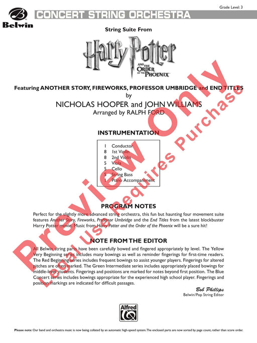 Harry Potter and the Order of the Phoenix, String Suite from Featuring: Another Story / Fireworks / Professor Umbridge / End Titles 弦樂 組曲 煙火 總譜 | 小雅音樂 Hsiaoya Music
