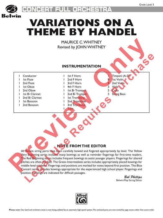 Variations on a Theme by Handel 詠唱調 主題 總譜 | 小雅音樂 Hsiaoya Music