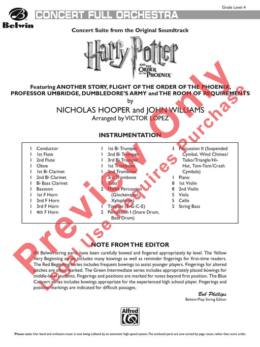 Harry Potter and the Order of the Phoenix, Concert Suite from Featuring: Another Story / Flight of the Order of the Phoenix / Professor Umbridge / Dumbledore's Army / The Room Requirements 音樂會 組曲 總譜 | 小雅音樂 Hsiaoya Music