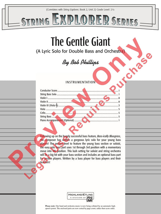 The Gentle Giant A Lyric Solo for Double Bass and Orchestra 獨奏 管弦樂團 總譜 | 小雅音樂 Hsiaoya Music