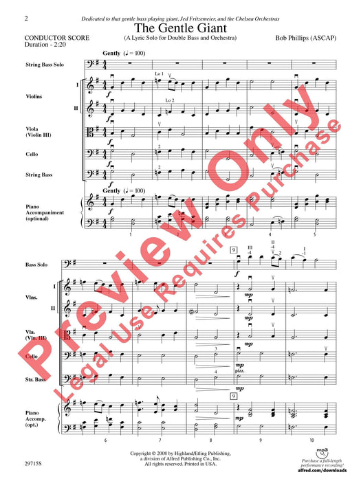 The Gentle Giant A Lyric Solo for Double Bass and Orchestra 獨奏 管弦樂團 總譜 | 小雅音樂 Hsiaoya Music
