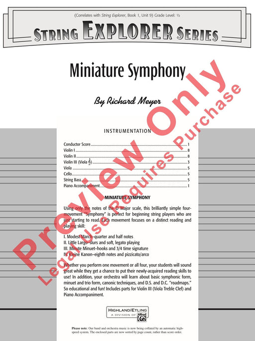 Miniature Symphony 交響曲 總譜 | 小雅音樂 Hsiaoya Music