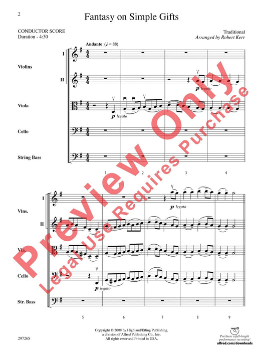 Fantasy on Simple Gifts 幻想曲 總譜 | 小雅音樂 Hsiaoya Music