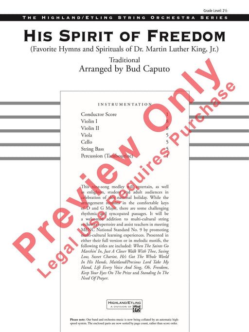 His Spirit of Freedom (Favorite Hymns and Spirituals of Dr. Martin Luther King, Jr.) 總譜 | 小雅音樂 Hsiaoya Music
