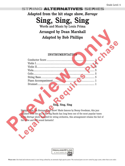 Sing, Sing, Sing (adapted from the stage show Barrage) 總譜 | 小雅音樂 Hsiaoya Music