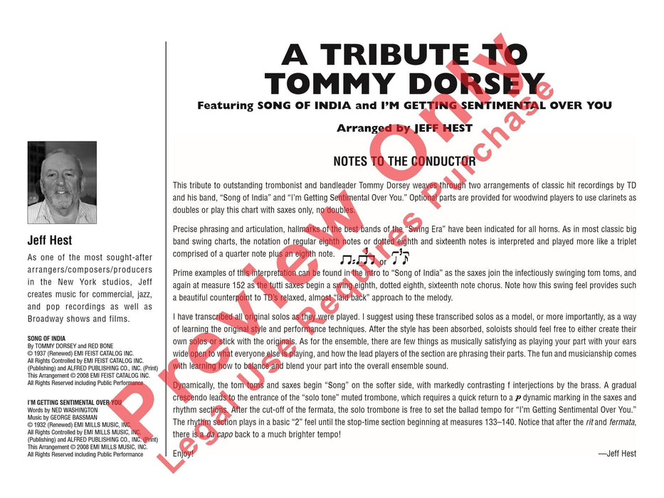 A Tribute to Tommy Dorsey Featuring: Song of India / I'm Getting Sentimental Over You 總譜 | 小雅音樂 Hsiaoya Music