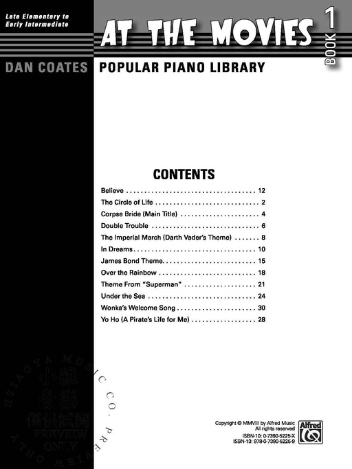 Dan Coates Popular Piano Library: At the Movies, Book 1 鋼琴 | 小雅音樂 Hsiaoya Music