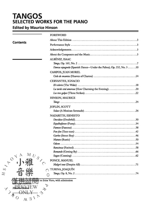 Tangos Selected Works for the Piano 探戈 鋼琴 | 小雅音樂 Hsiaoya Music