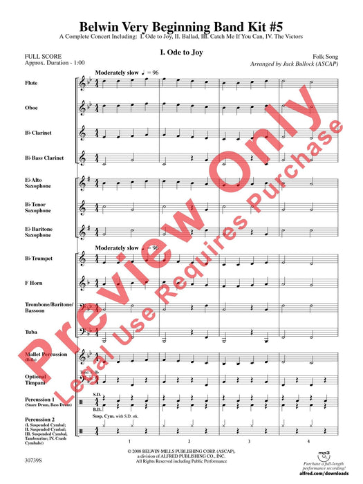 Belwin Very Beginning Band Kit #5 A Complete Concert Including: Ode to Joy / Ballad / Catch Me If You Can / The Victors 音樂會 頌歌 敘事曲 總譜 | 小雅音樂 Hsiaoya Music