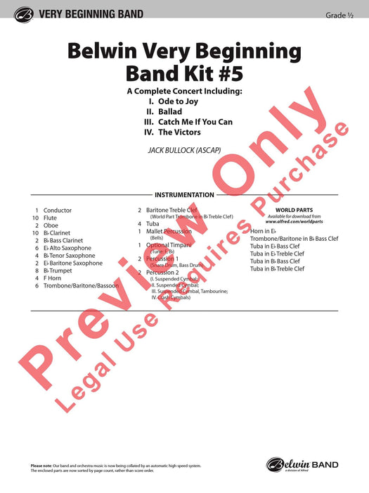 Belwin Very Beginning Band Kit #5 A Complete Concert Including: Ode to Joy / Ballad / Catch Me If You Can / The Victors 音樂會 頌歌 敘事曲 | 小雅音樂 Hsiaoya Music