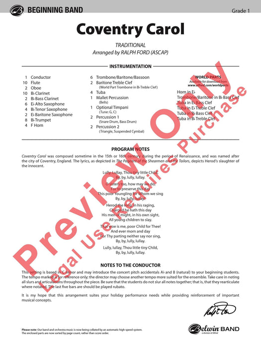 Coventry Carol 耶誕頌歌 總譜 | 小雅音樂 Hsiaoya Music