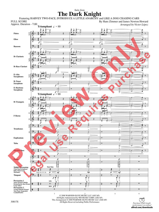 The Dark Knight, Suite from Featuring: Harvey Two-Face / Introduce a Little Anarchy / Like a Dog Chasing Cars 組曲 總譜 | 小雅音樂 Hsiaoya Music