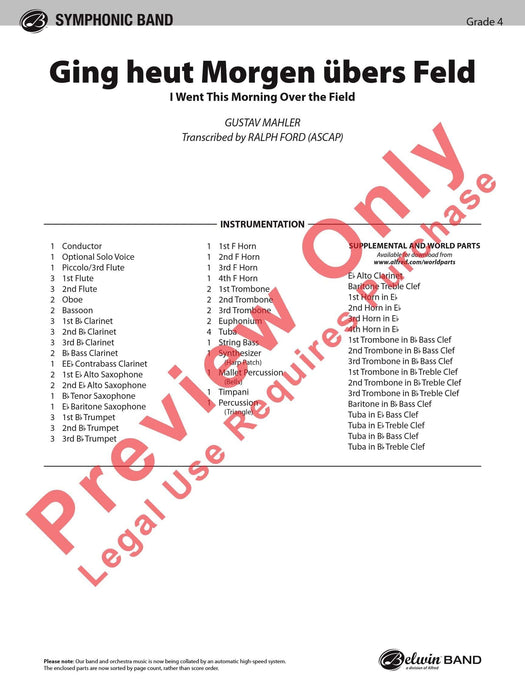 Ging heut Morgen ubers Feld 總譜 | 小雅音樂 Hsiaoya Music