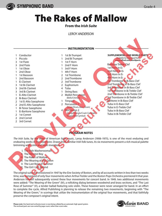 The Rakes of Mallow (from the Irish Suite) 組曲 總譜 | 小雅音樂 Hsiaoya Music