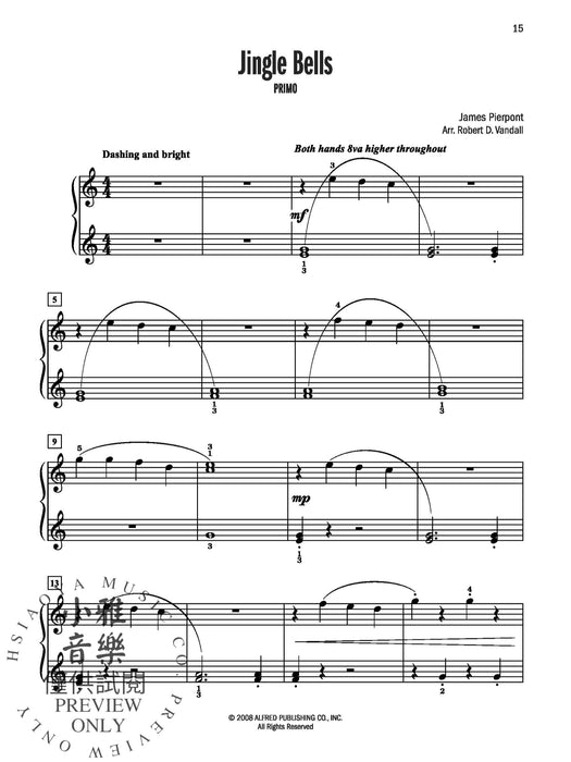 Celebrated Christmas Duets, Book 1 5 Christmas Favorites Arranged for Late Elementary Pianists 二重奏 | 小雅音樂 Hsiaoya Music