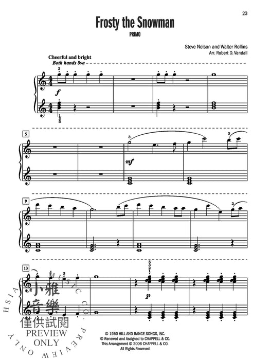 Celebrated Christmas Duets, Book 3 5 Christmas Favorites Arranged for Early Intermediate to Intermediate Pianists 二重奏 | 小雅音樂 Hsiaoya Music