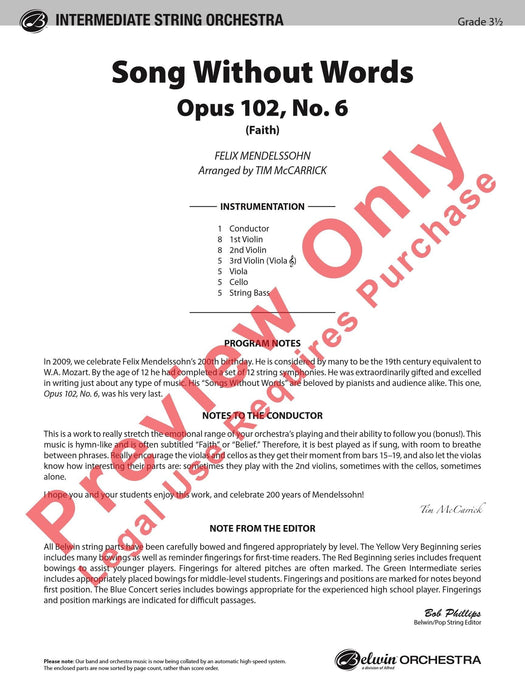 Song Without Words, Opus 102, No. 6 (Faith) 孟德爾頌,菲利克斯 無言歌作品 總譜 | 小雅音樂 Hsiaoya Music