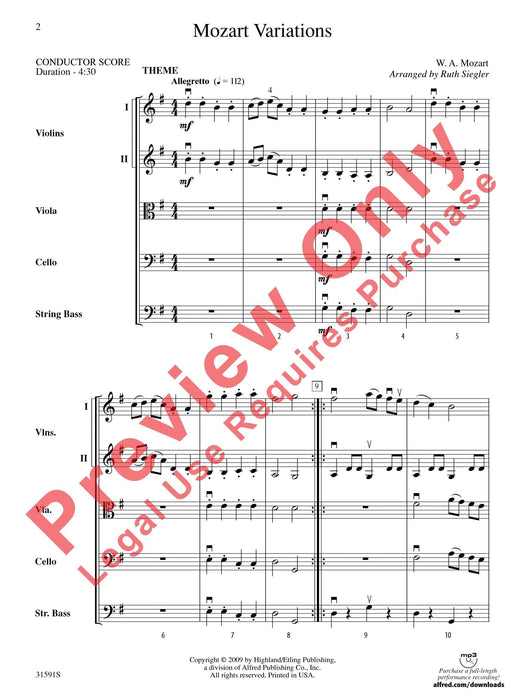 Mozart Variations 莫札特 詠唱調 總譜 | 小雅音樂 Hsiaoya Music