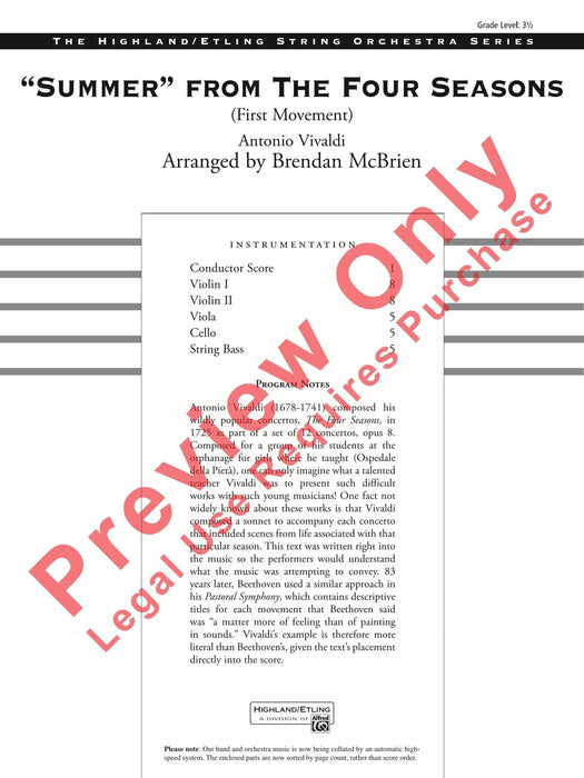 Summer from The Four Seasons First Movement 韋瓦第 四季樂章 總譜 | 小雅音樂 Hsiaoya Music