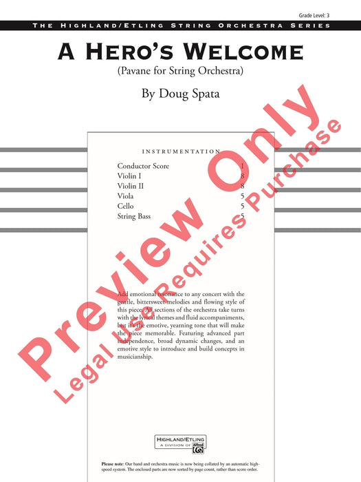 A Hero's Welcome Pavane for String Orchestra 帕凡 弦樂團 總譜 | 小雅音樂 Hsiaoya Music