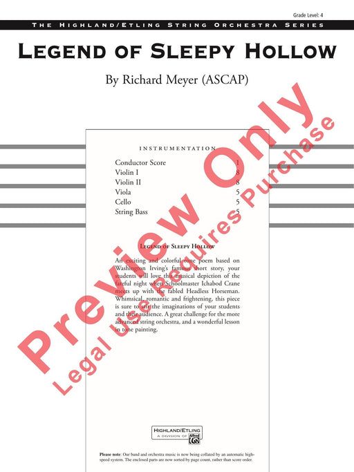 Legend of Sleepy Hollow 傳奇曲 總譜 | 小雅音樂 Hsiaoya Music