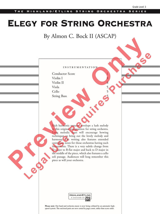 Elegy for String Orchestra 悲歌 弦樂團 總譜 | 小雅音樂 Hsiaoya Music