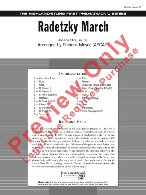Radetzky March 史特勞斯一世,約翰 拉德茨基進行曲 總譜 | 小雅音樂 Hsiaoya Music