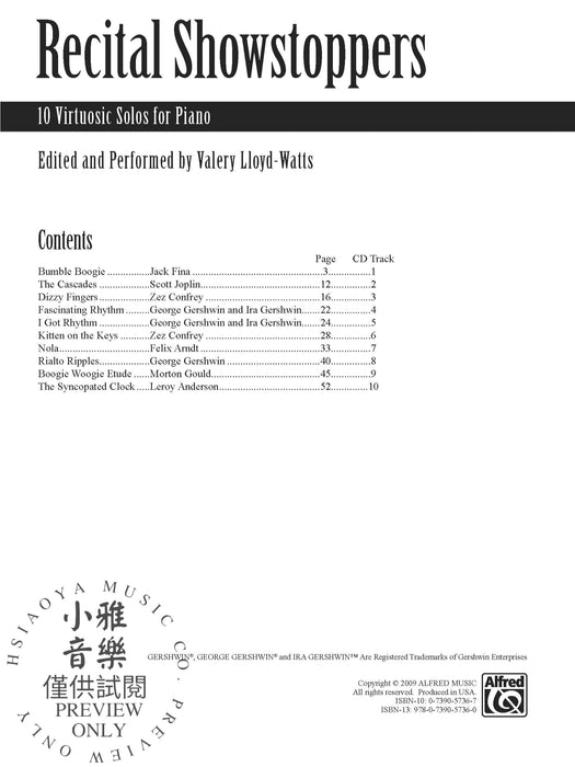 Recital Showstoppers 10 Virtuosic Solos for Piano 獨奏 鋼琴 | 小雅音樂 Hsiaoya Music