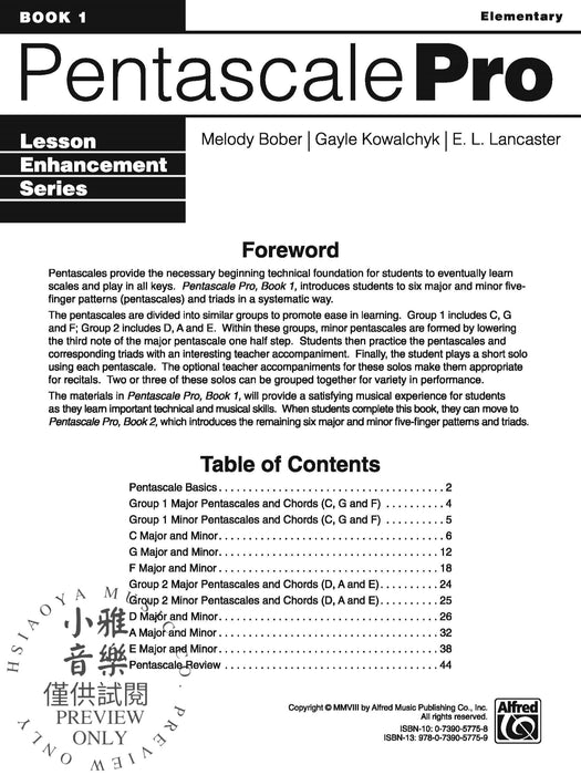 Pentascale Pro, Book 1 An Introduction to Major and Minor 5-Finger Patterns 導奏 | 小雅音樂 Hsiaoya Music