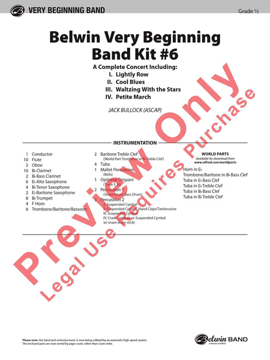 Belwin Very Beginning Band Kit #6 A Complete Concert Including: Lightly Row / Cool Blues / Waltzing with the Stars / Petite March 音樂會 藍調圓舞曲 進行曲 | 小雅音樂 Hsiaoya Music