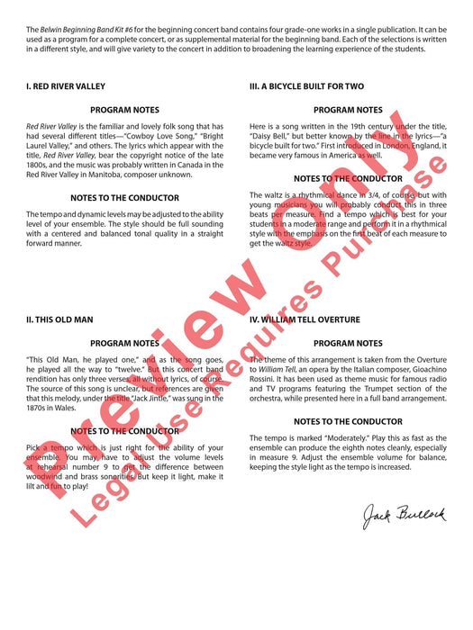 Belwin Beginning Band Kit #6 A Complete Concert Including: Red River Valley / This Old Man / A Bicycle Built for Two / William Tell Overture 音樂會 威廉泰爾序曲 總譜 | 小雅音樂 Hsiaoya Music