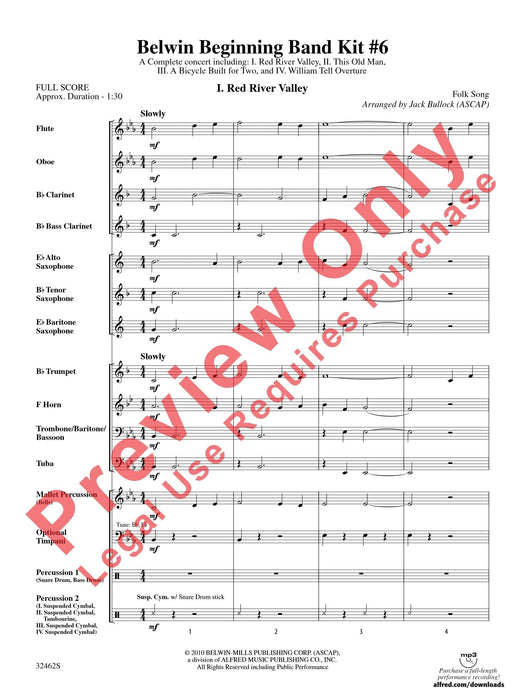 Belwin Beginning Band Kit #6 A Complete Concert Including: Red River Valley / This Old Man / A Bicycle Built for Two / William Tell Overture 音樂會 威廉泰爾序曲 總譜 | 小雅音樂 Hsiaoya Music
