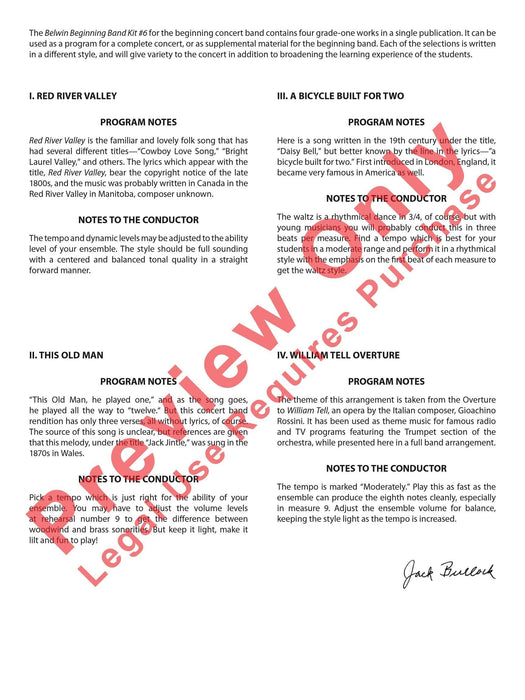 Belwin Beginning Band Kit #6 A Complete Concert Including: Red River Valley / This Old Man / A Bicycle Built for Two / William Tell Overture 音樂會 威廉泰爾序曲 | 小雅音樂 Hsiaoya Music