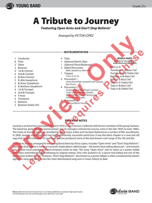 A Tribute to Journey Featuring: Open Arms / Dont' Stop Believin' 總譜 | 小雅音樂 Hsiaoya Music