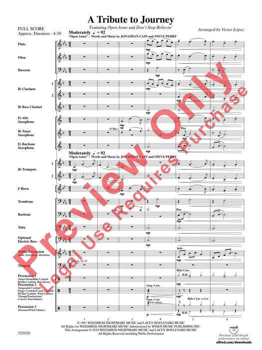 A Tribute to Journey Featuring: Open Arms / Dont' Stop Believin' 總譜 | 小雅音樂 Hsiaoya Music
