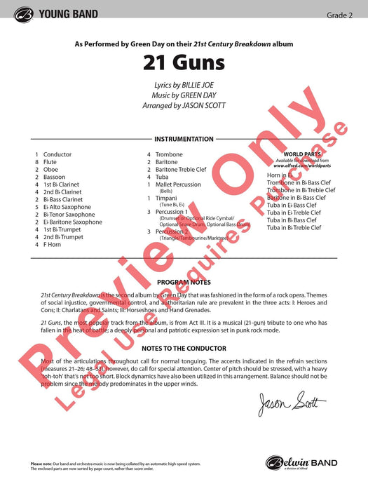 21 Guns 總譜 | 小雅音樂 Hsiaoya Music