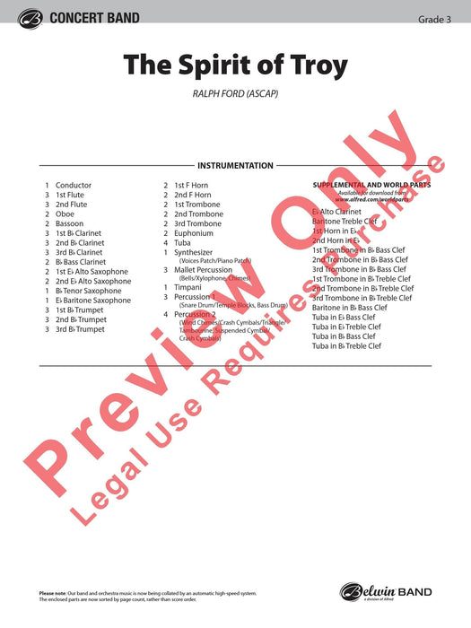 The Spirit of Troy 總譜 | 小雅音樂 Hsiaoya Music