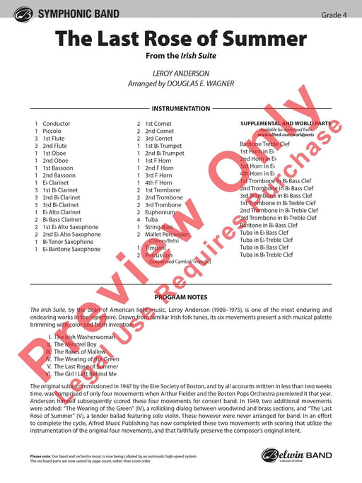 The Last Rose of Summer (from the Irish Suite) 組曲 總譜 | 小雅音樂 Hsiaoya Music